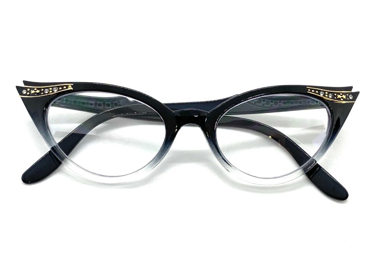 Classy Elegant 50s RETRO Cat Eye Style Clear Lens EYE GLASSES Pointy Black Frame
