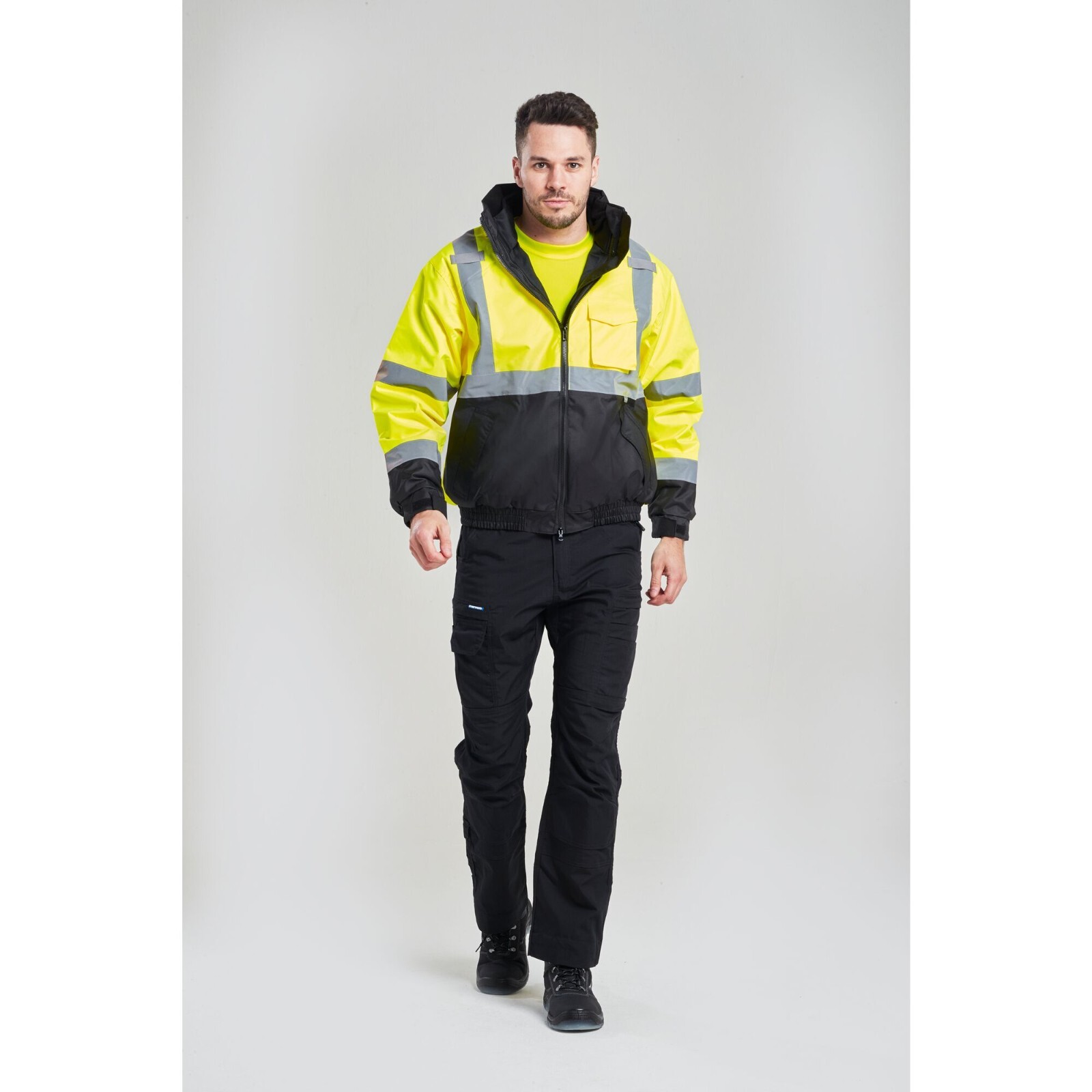 Portwest US364 Hi Vis Premium 2-in-1 Bomber Hooded Waterproof Safety Jacket ANSI