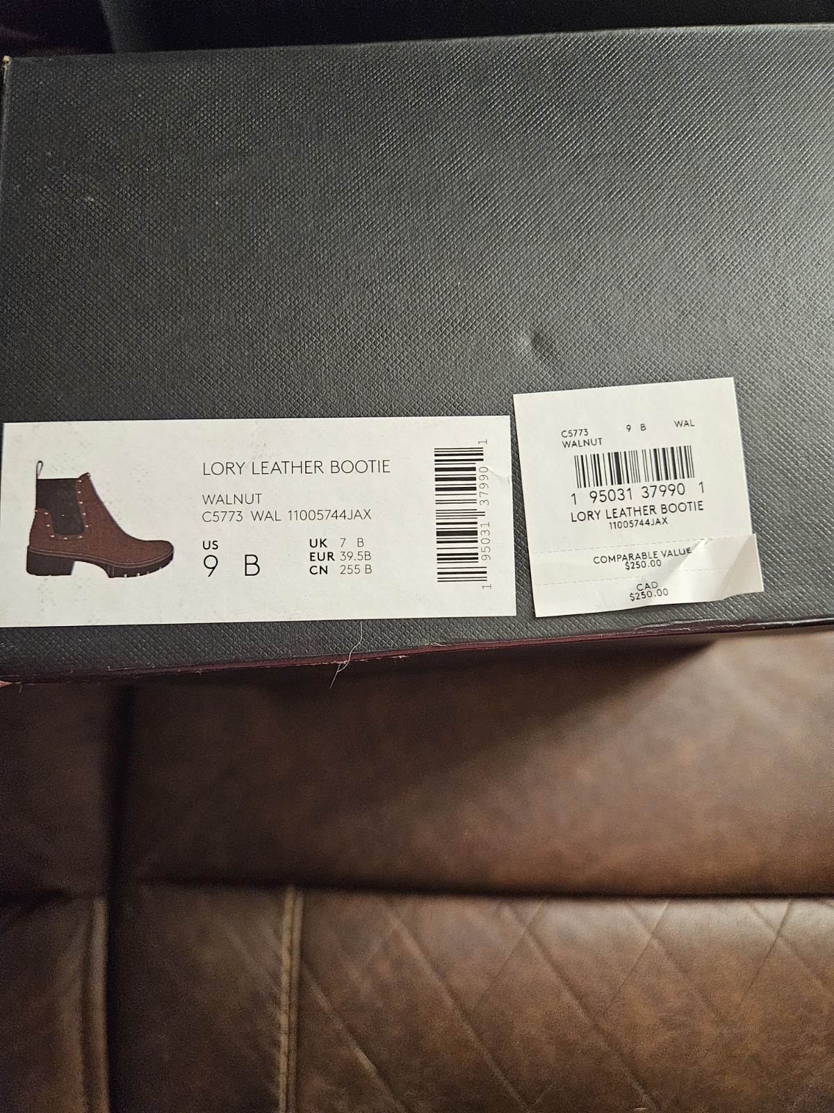 Coach Lory Leather Booties, Size 9 B in Walnut New
