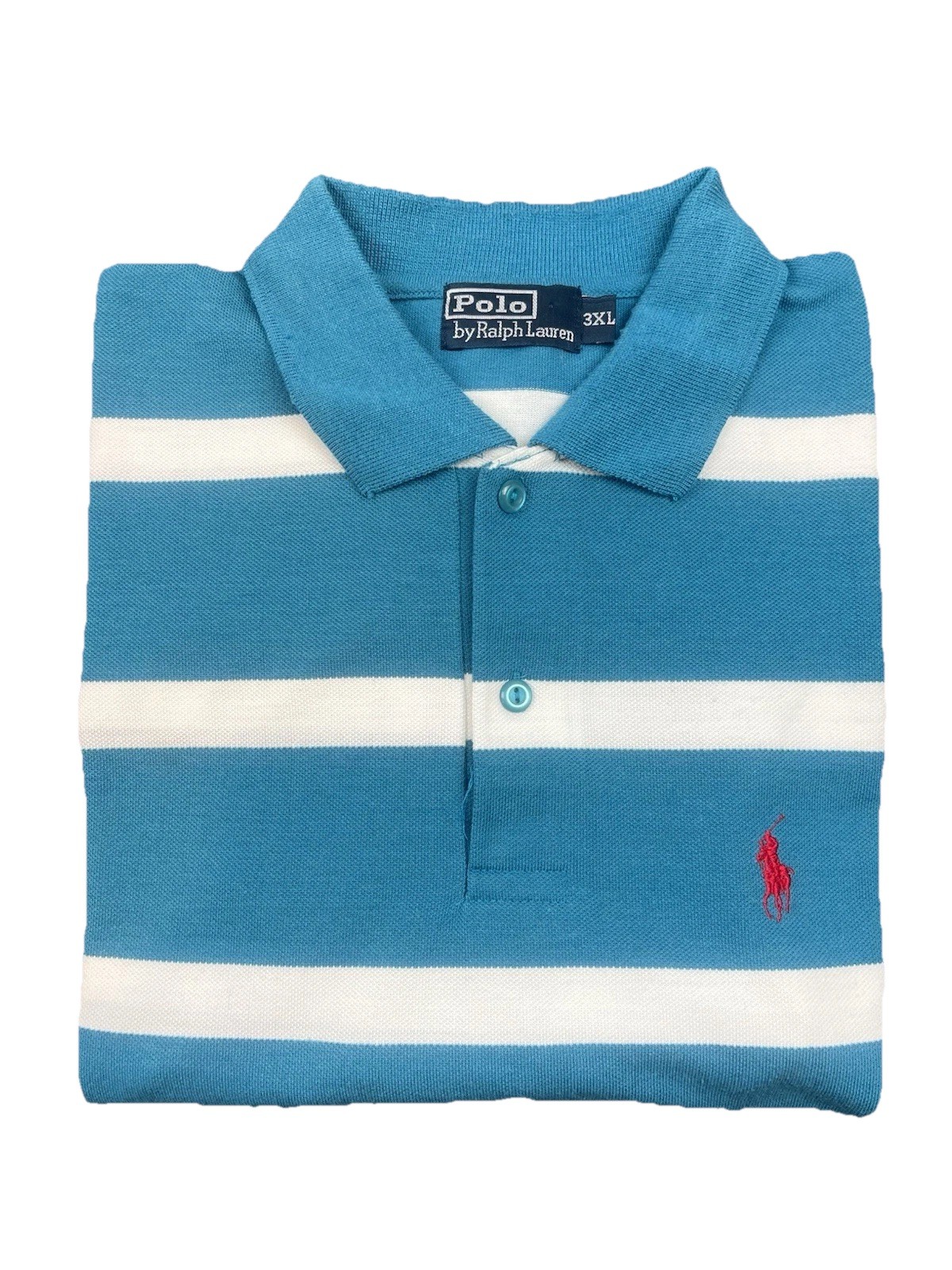 Polo Ralph Lauren Shirt 3x Men Striped Turquoise And White Pull Over