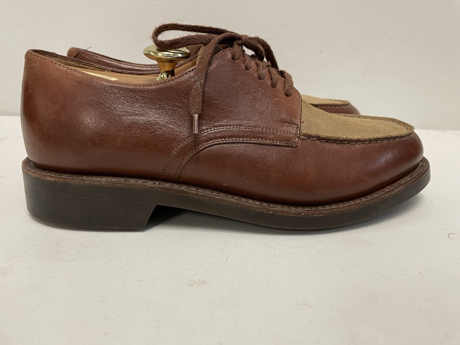 Polo Ralph Lauren Good Year Welted Two-Tone Derby Tan & Brown Size 9 D