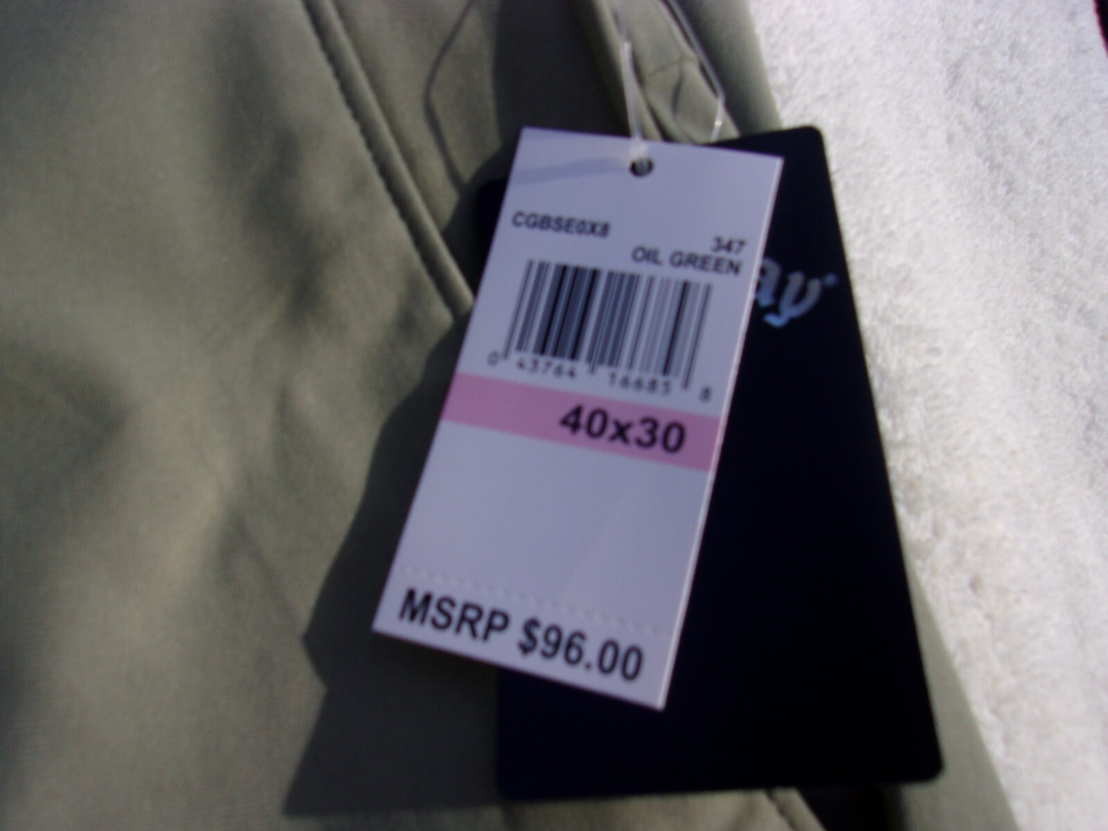 NWT Callaway poly. blend golf pants, men’s 38 x 30, green, or dark khaki, $96