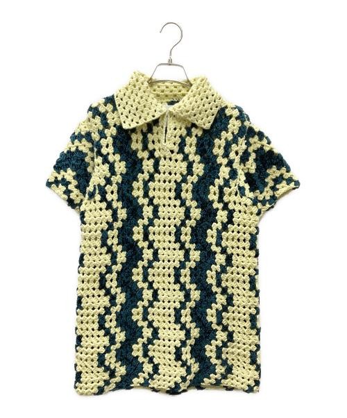 JIL SANDER Women’s Knit Polo Shirt Yellow Green S Cotton-Rayon-Nylon