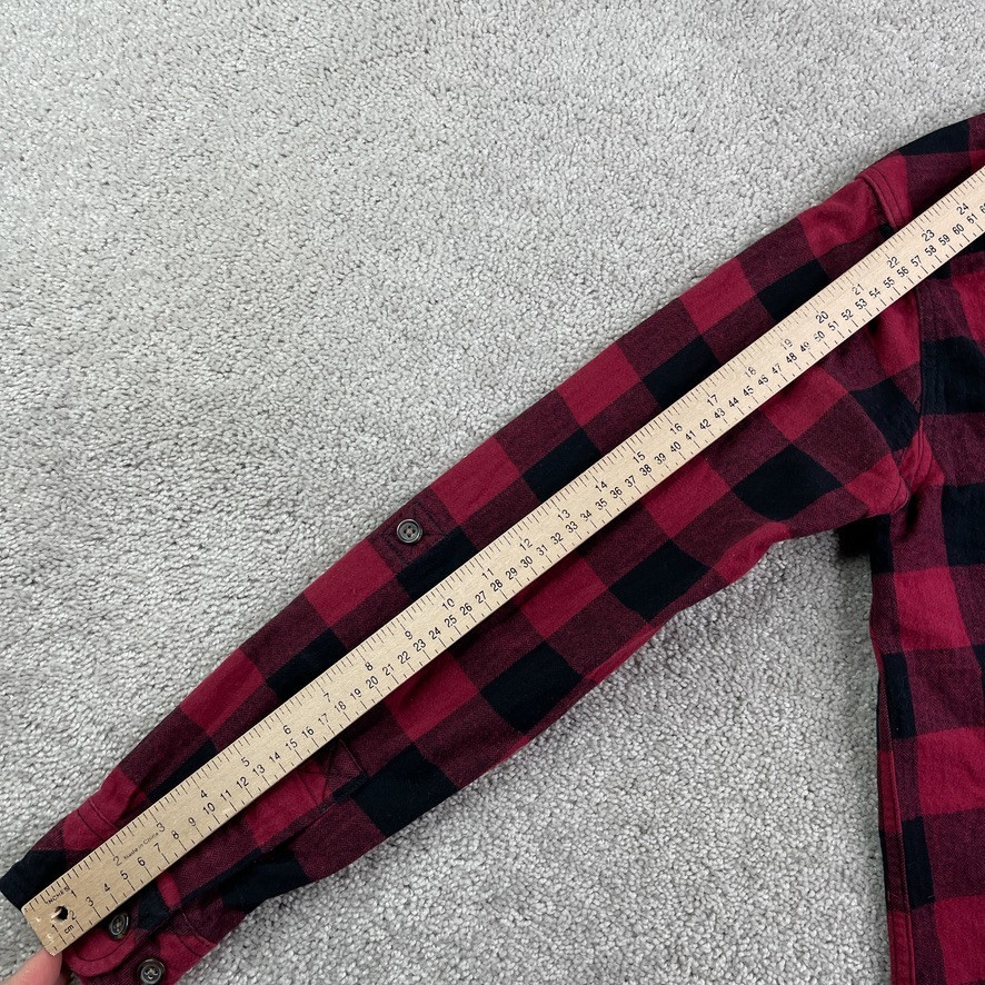 Five Brother Womens Shirt Medium Red Black Buffalo Plaid Heavy Flannel Tunic