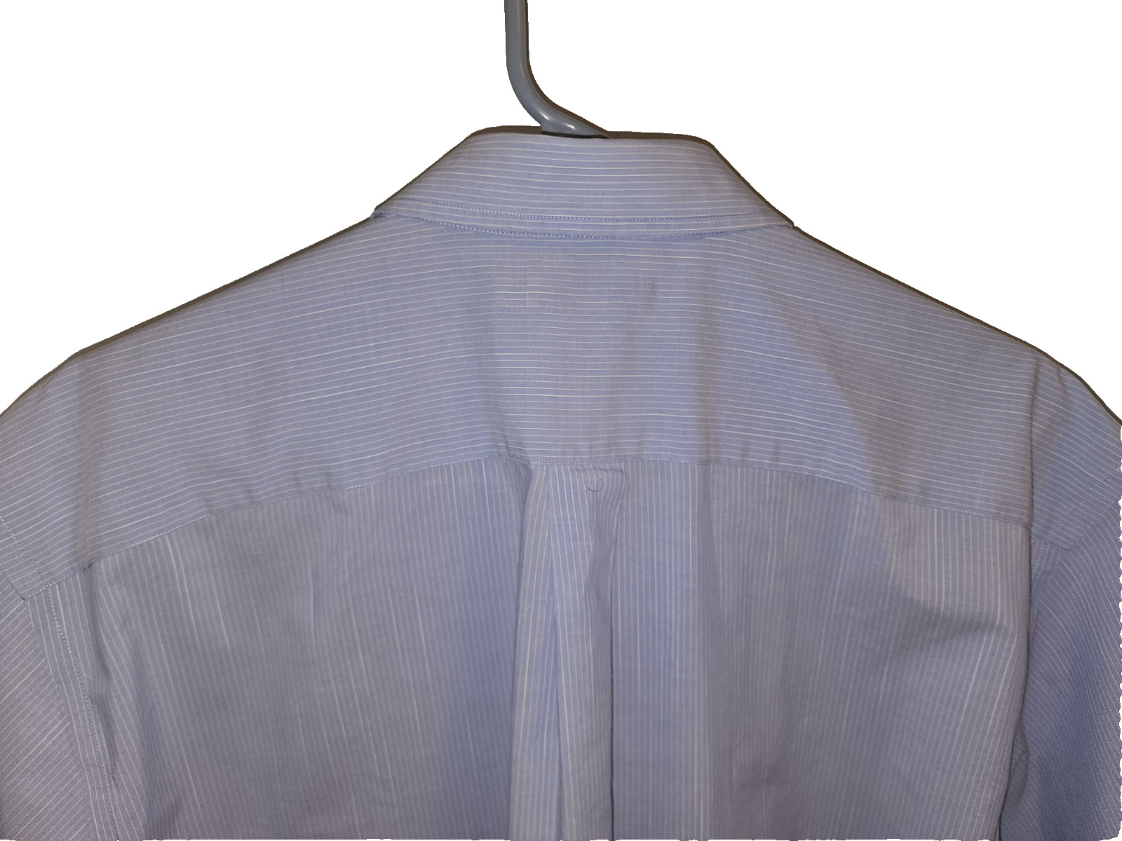 Daniel Cremieux Men’s Short Sleeve Shirt L – Blue w/White Pin Stripe-Button Coll