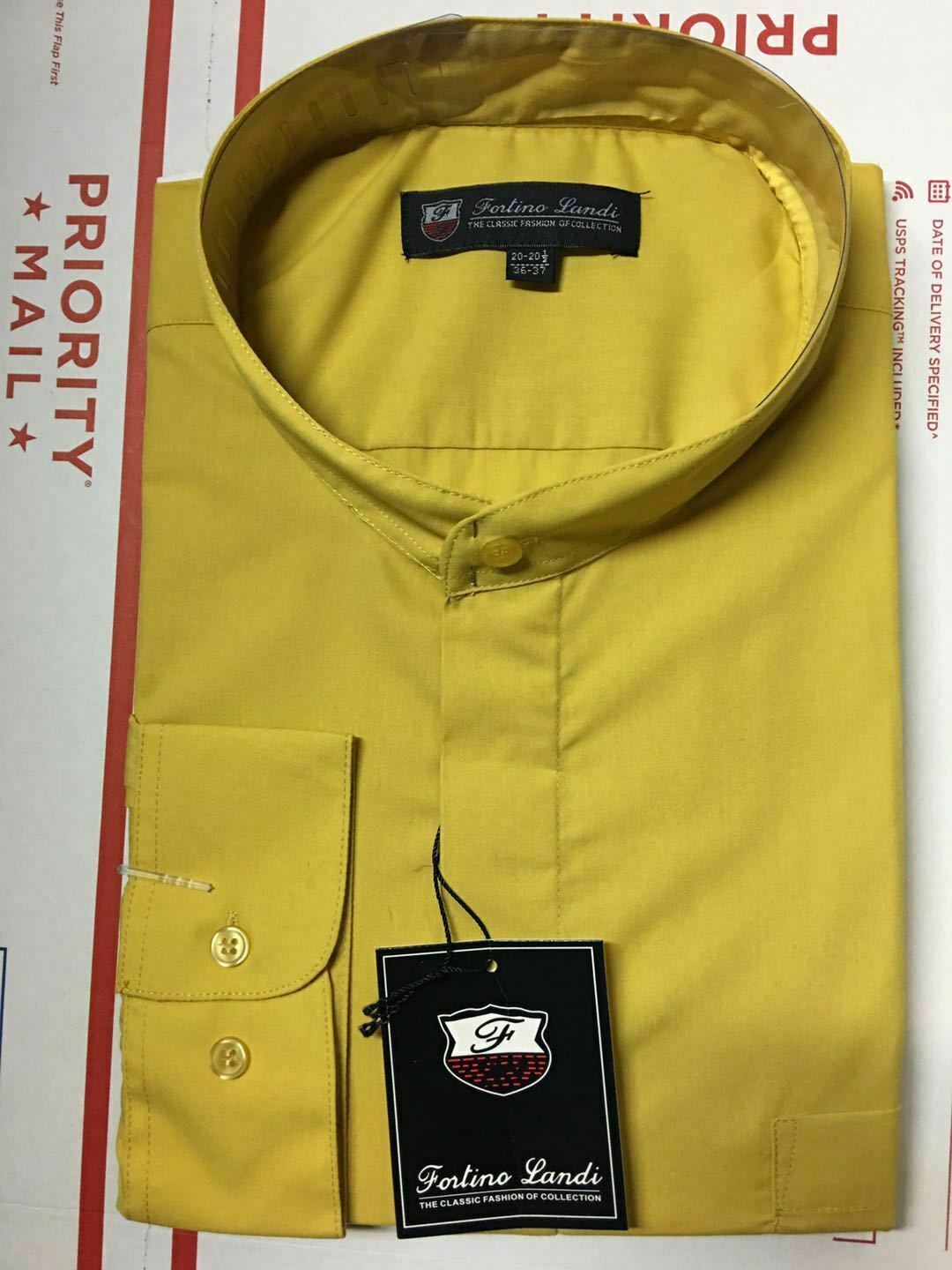 Mens’ Mandarin Collar (Banded Collar) Dress Shirt by TDC Collection
