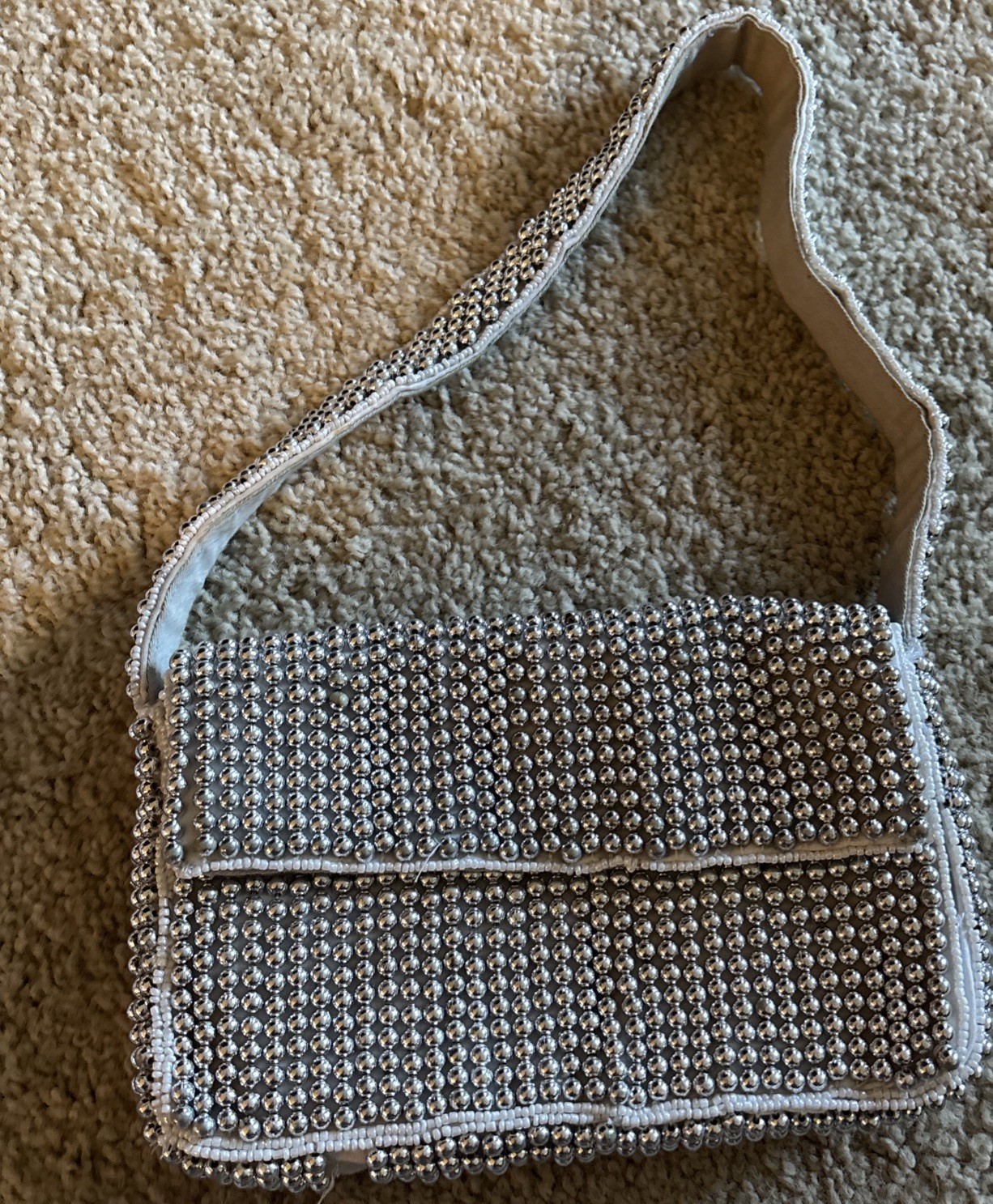 Anthropologie The Fiona Beaded Metallic Shoulder Bag