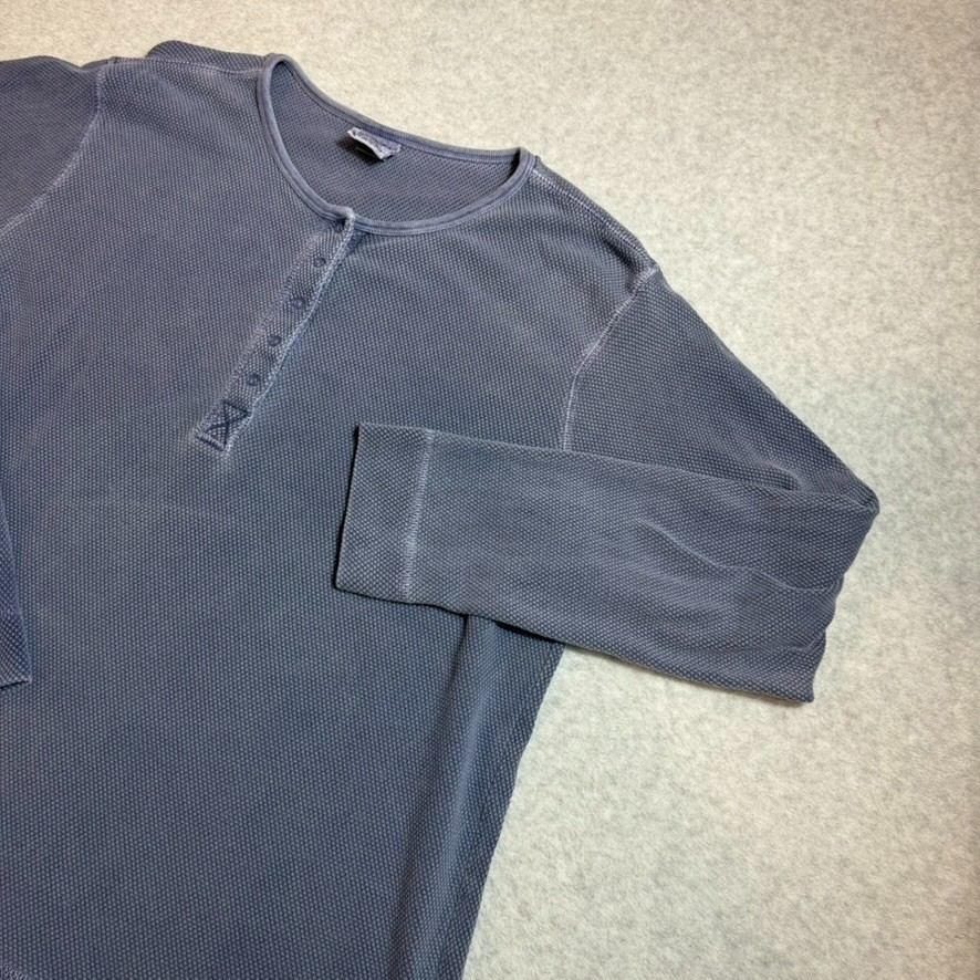Vtg Cabelas Waffle Knit Thermal Long Sleeve Shirt Mens XL Blue Gray Gorpcore