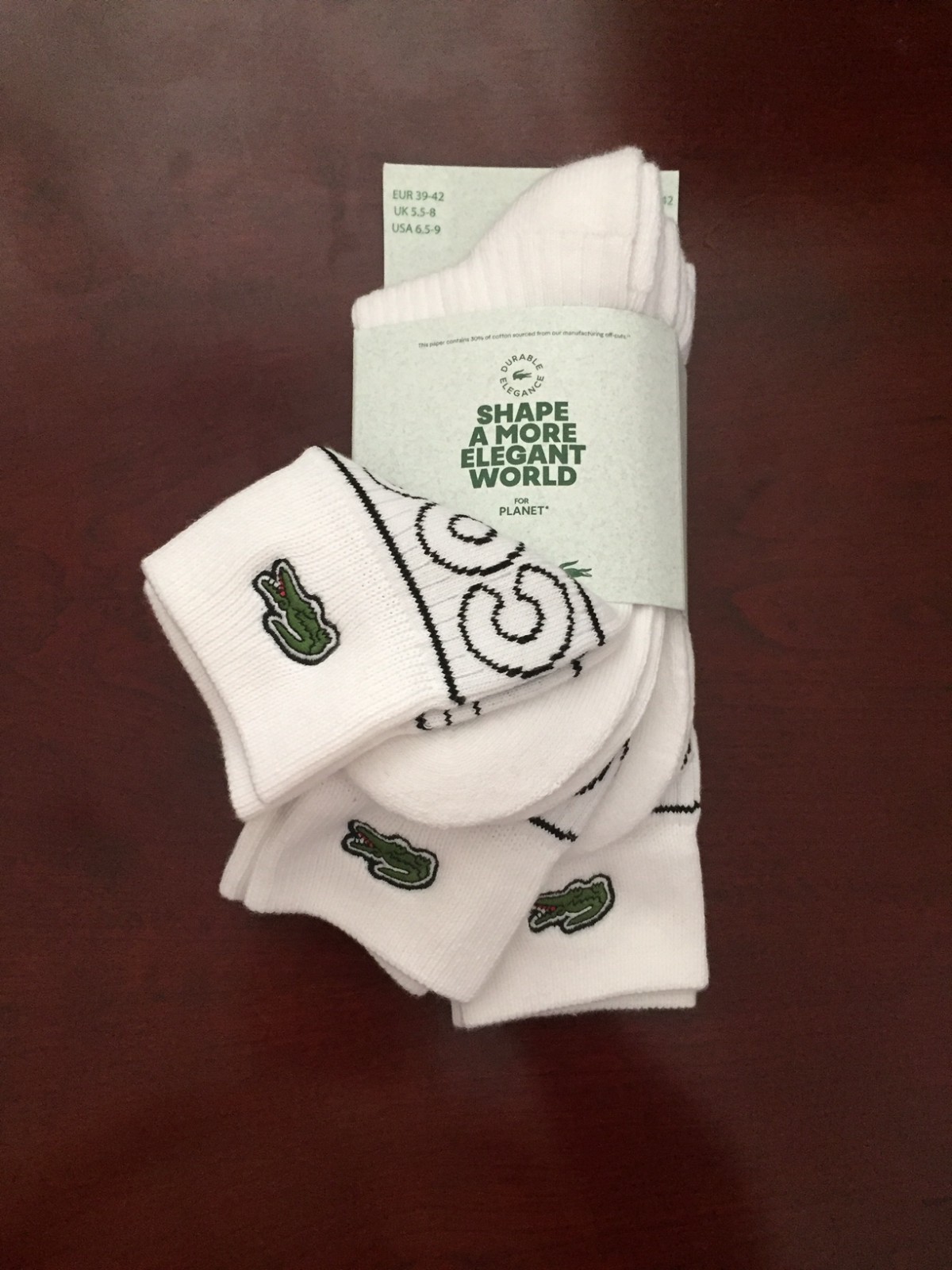 NEW Lacoste 3 Pack Size 6.5-9 Cuff Crew Socks NWT