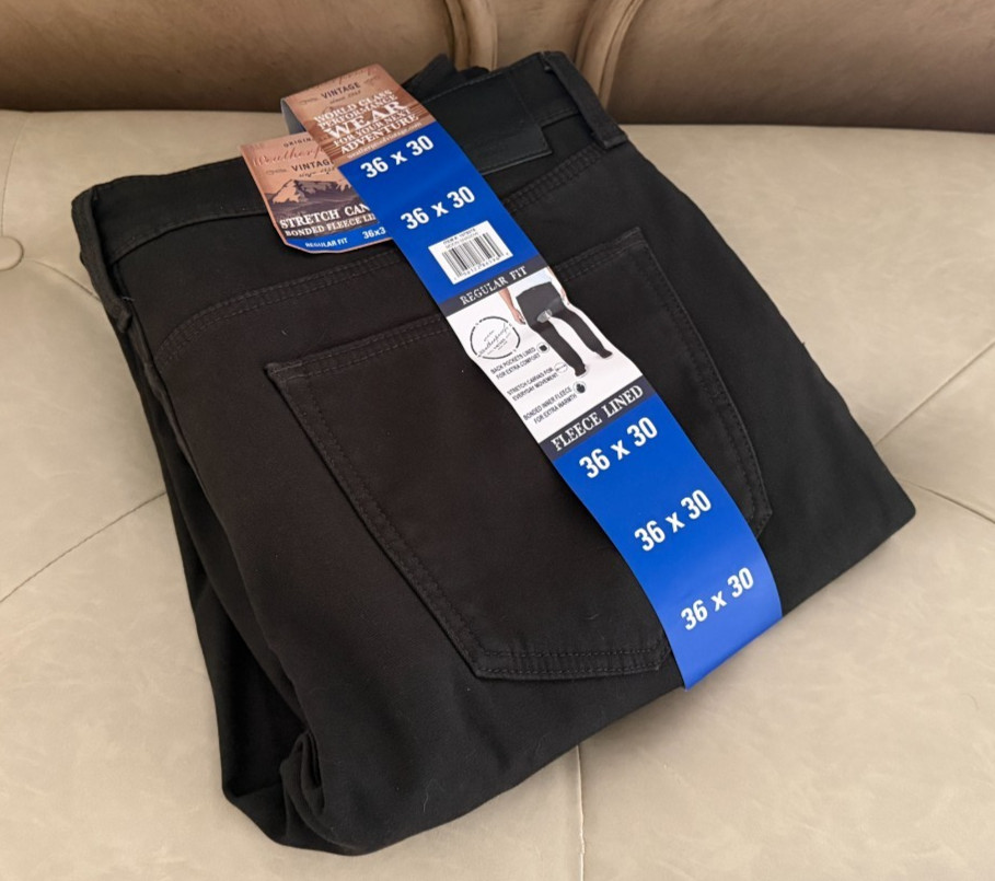 Weatherproof Vintage Men’s Stretch Canvas Fleece Lining Pant -Moon Shadow -36×30