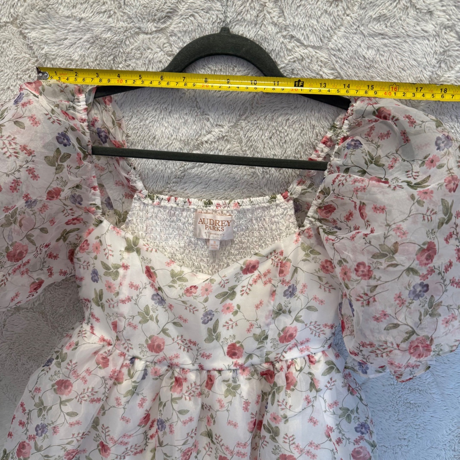 Coquette Cottagecore Floral Puff Sleeve Babydoll Dress Milkmaid Audrey Parks S