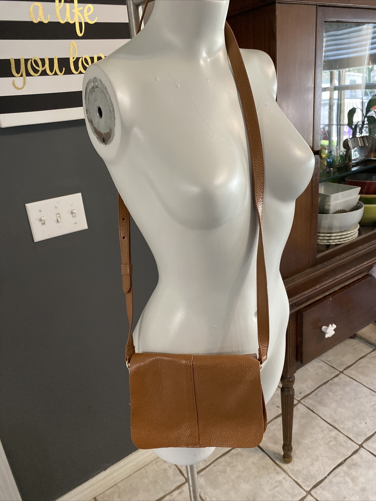 Btb Los Angeles Cognac Brown Soft Leather Kelly Crossbody Bag Unlined Nice!