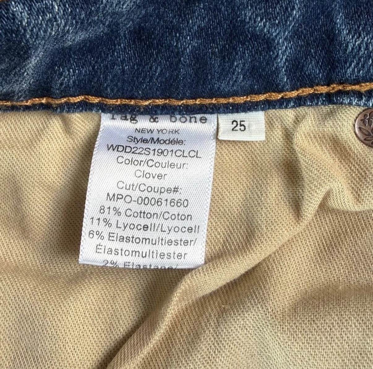 rag & bone Blue Medium Wash Denim Cut Off Shorts Mid Rise Women’s 25
