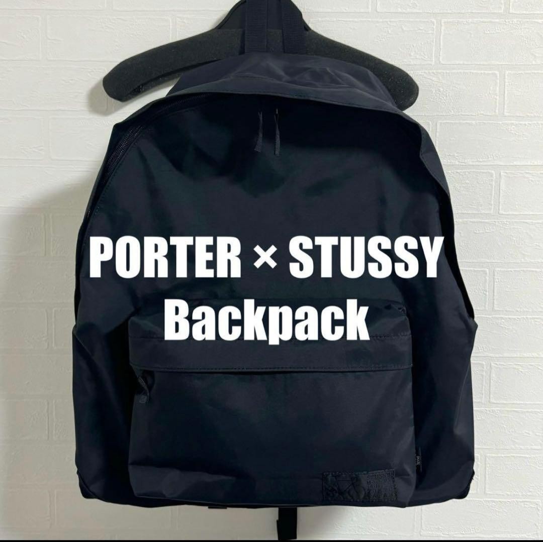 PORTER × STUSSY Backpack Large Size Black Yellow Durable Bag Authentic