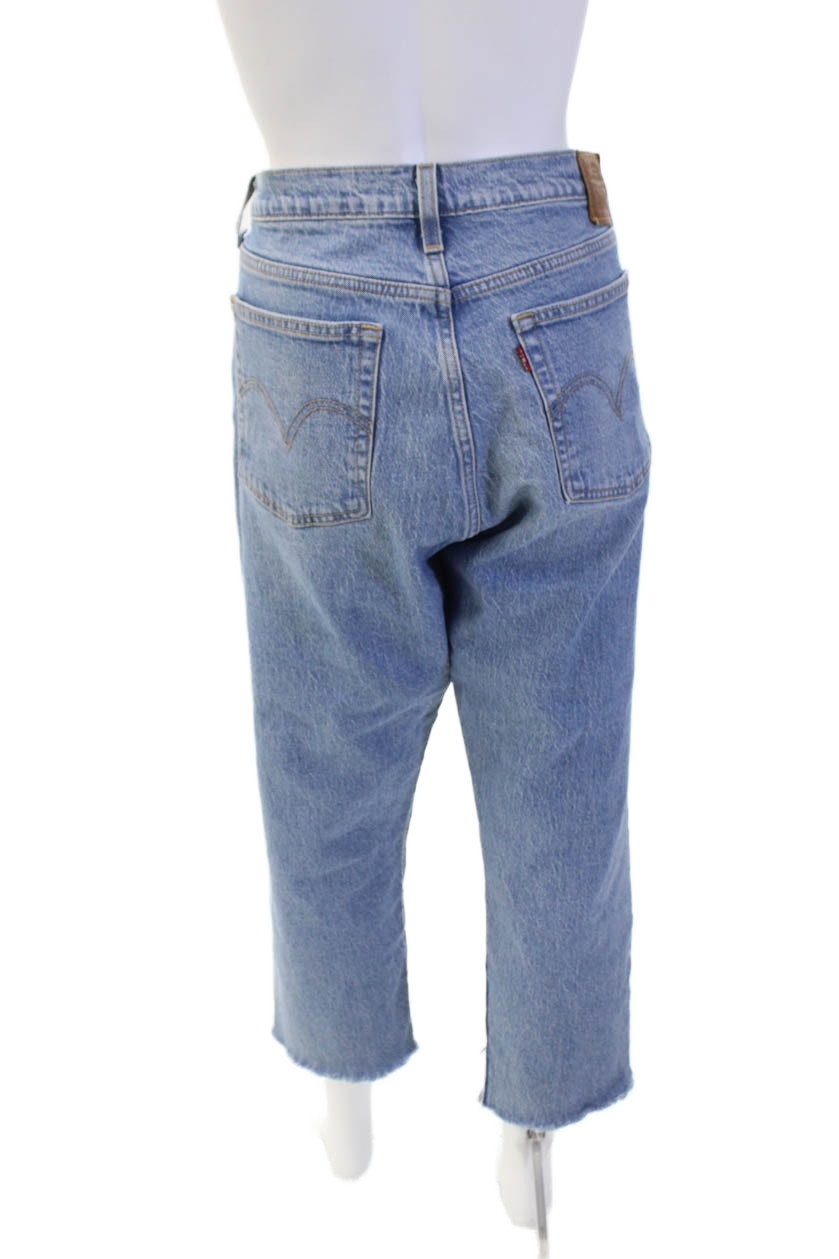 Levis Womens Cotton Button Zip Straight Leg Denim Jeans Blue Size EUR 31