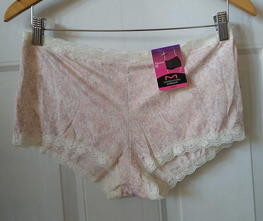 MAIDENFORM FAB FIT LACE TRIM BOYSHORT PANTY, SIZE 2XL/9