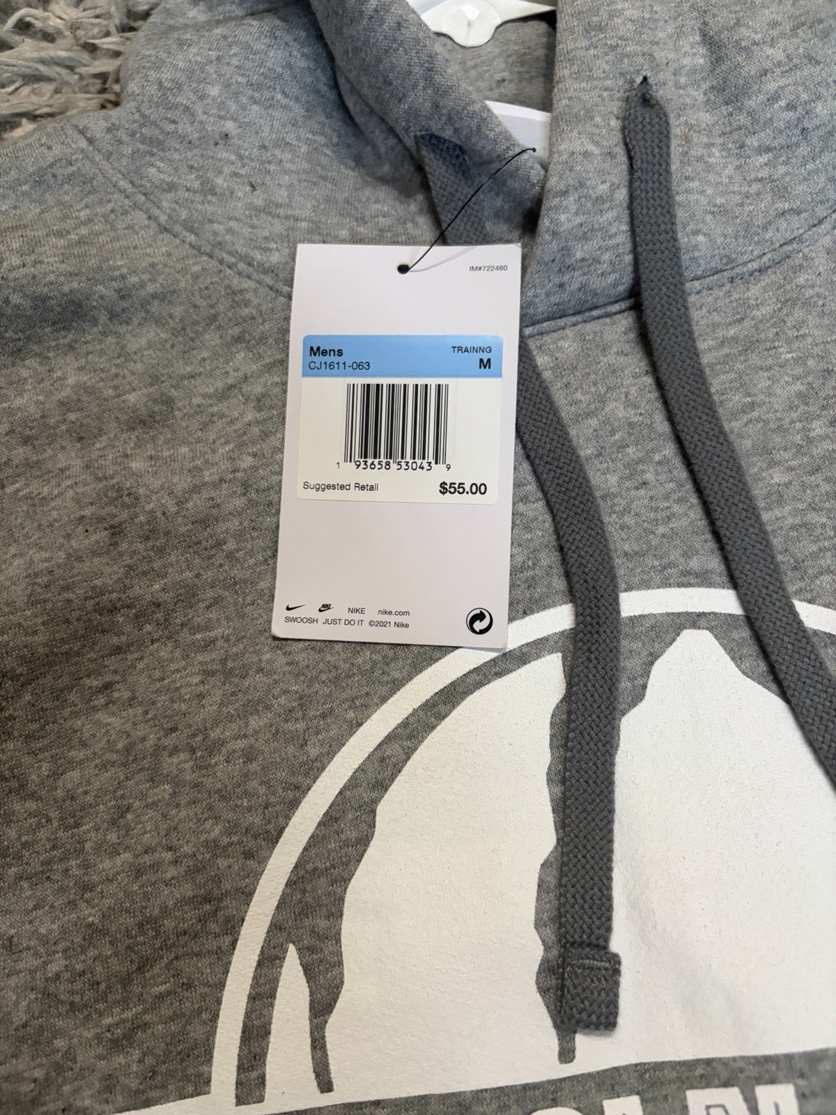 Nike Training Men’s M Gray Fleece Pullover Hoodie Lincoln Park Basketball