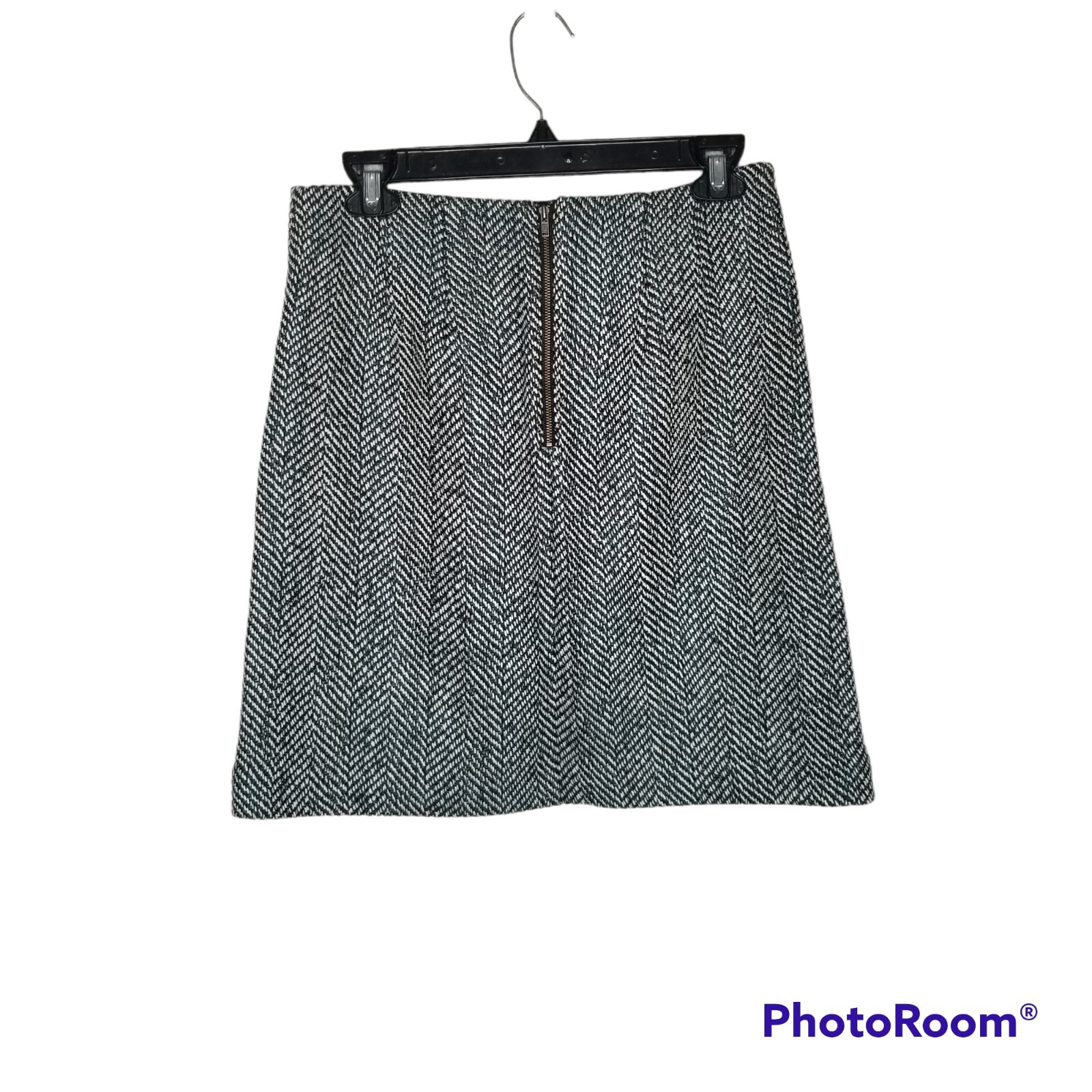 LOFT Wool Acrylic Blend Green Black Tweed Pencil Skirt Classic Size 4 Academia