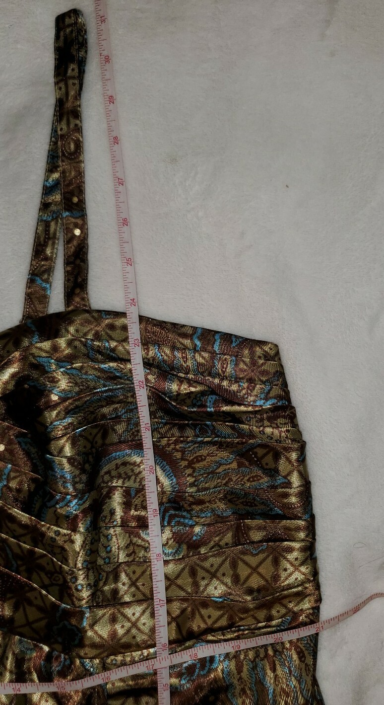 Lane Bryant 20 2X Brown Blue Paisley Floral Spaghetti Strap Ruched Top