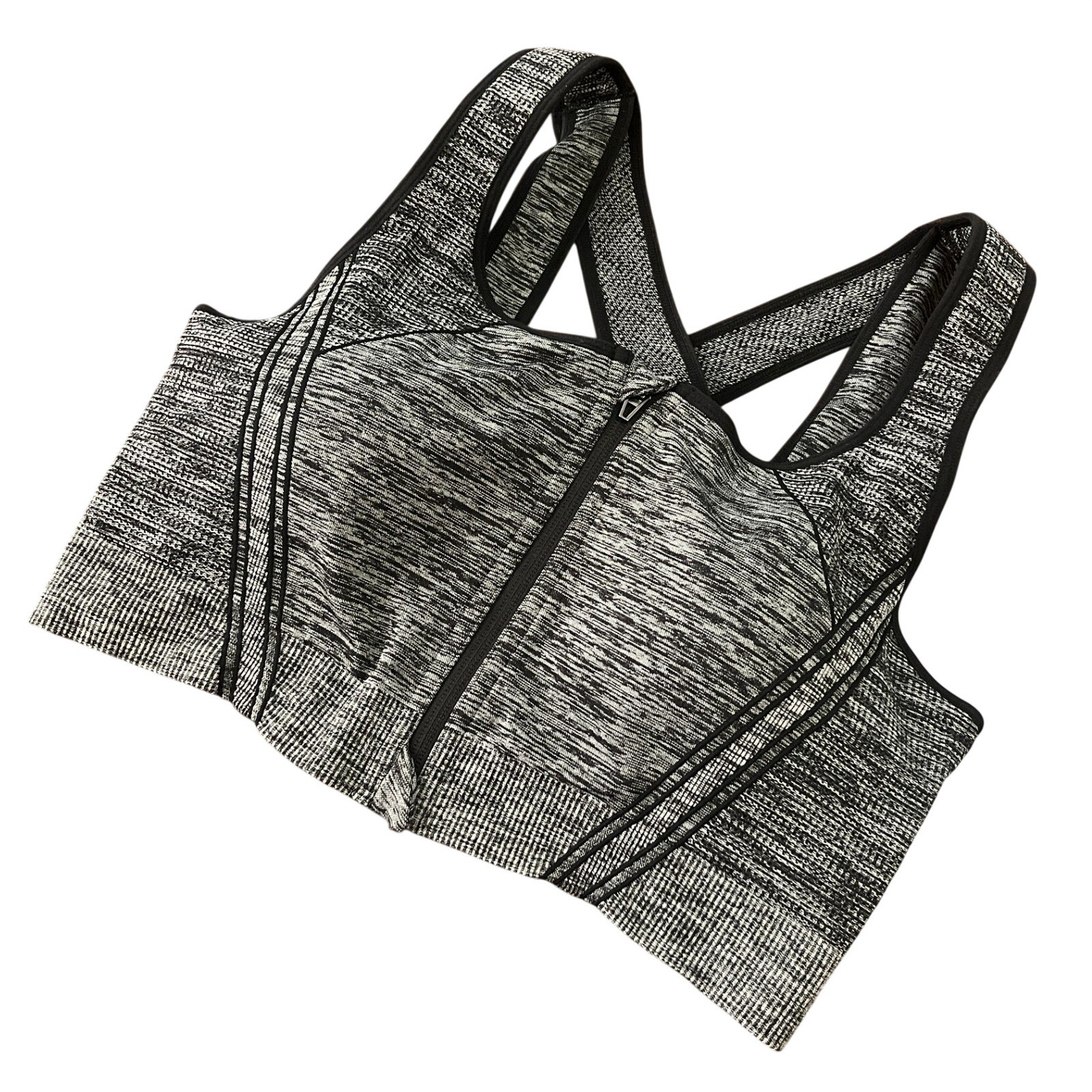 Avia High Impact Sports Bra Women’s XXL Black White Space Dye Zip Front AV24031