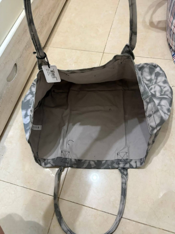 NWT Authentic ALO Yoga Tote Bag Gray Tie-Dye Cotton Canvas Large Gym Travel