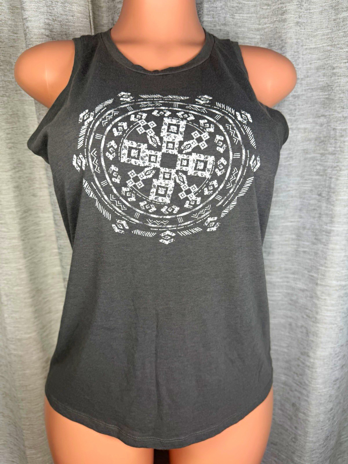 Columbia Women’s Gray Graphic Print Tank Top Crew Neck Sleeveless Cotton L/G
