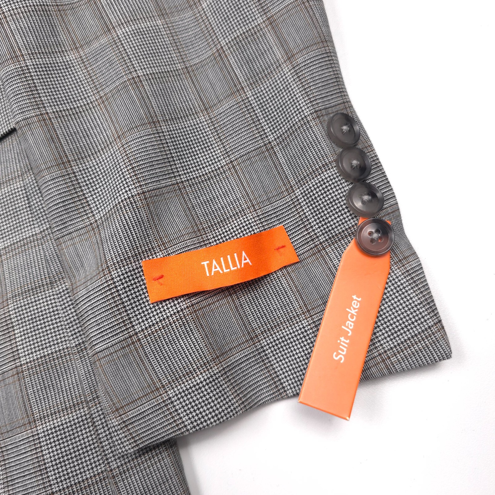 Tallia Verdello 40R Suit Jacket Gray Plaid Slim-Fit Wool Mens NWT