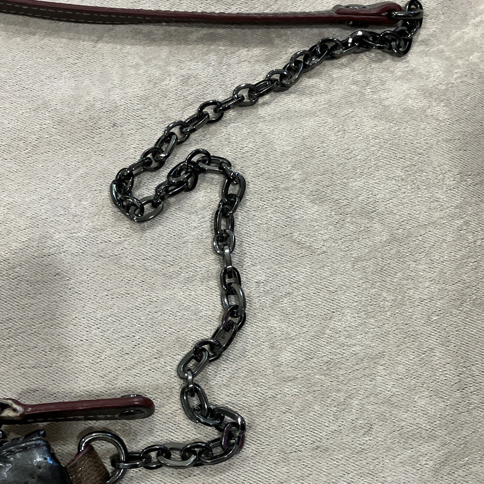 MZ Wallace Gray Zip Crossbody Bag Chain Strap Lined Pockets