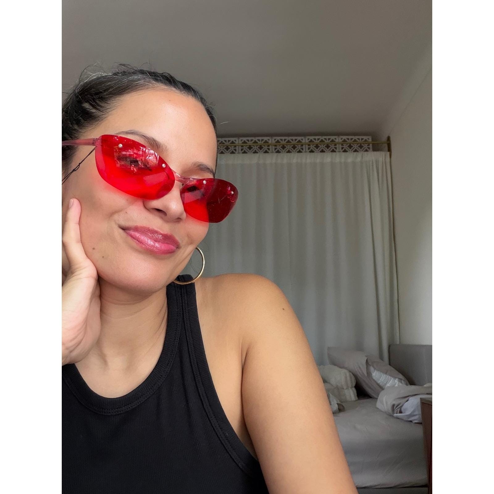 Vintage Y2K Red Rimless Sunglasses