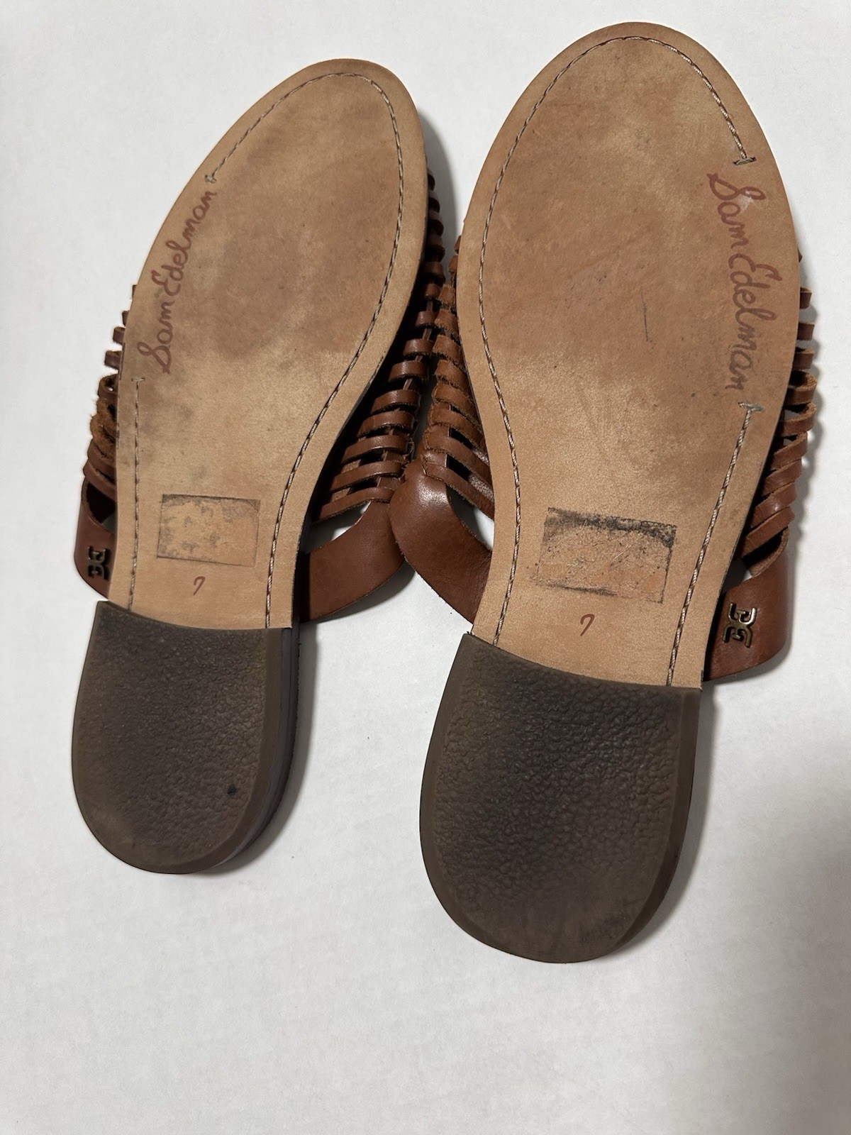 Sam Edelman Brown Woven Leather Mule Slides Fisherman Huarache Slip On Size 7