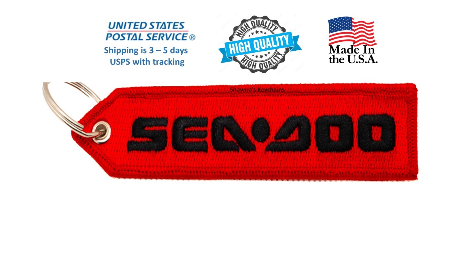 SEA DOO Keychain Embroidered Durable Fabric Jet Tag Keyring Boating Gear