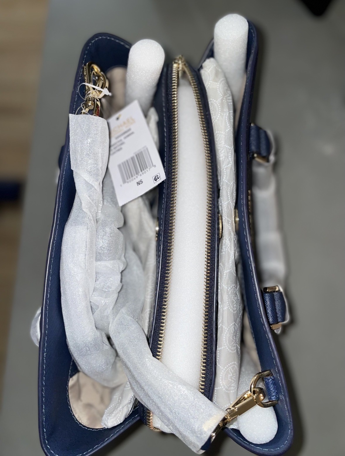 Michael Kors Savannah Satchel Leather Admiral Navy Blue
