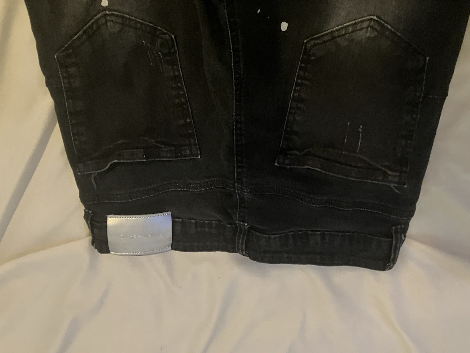 Purple Brand P001 Black Paint Splatter Distressed Skinny Denim Jeans Size M