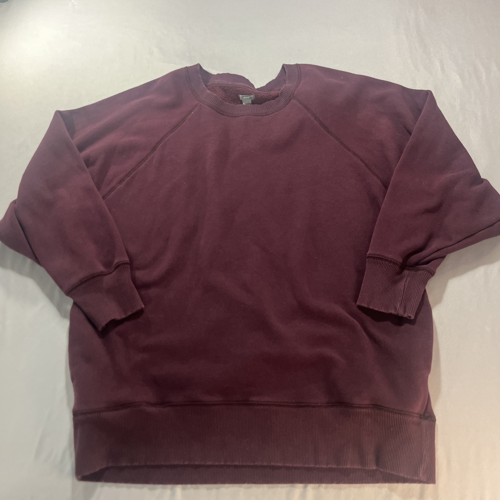Aerie Womens Size L Burgundy Crew Neck Oversized Pullover Sweatshirt