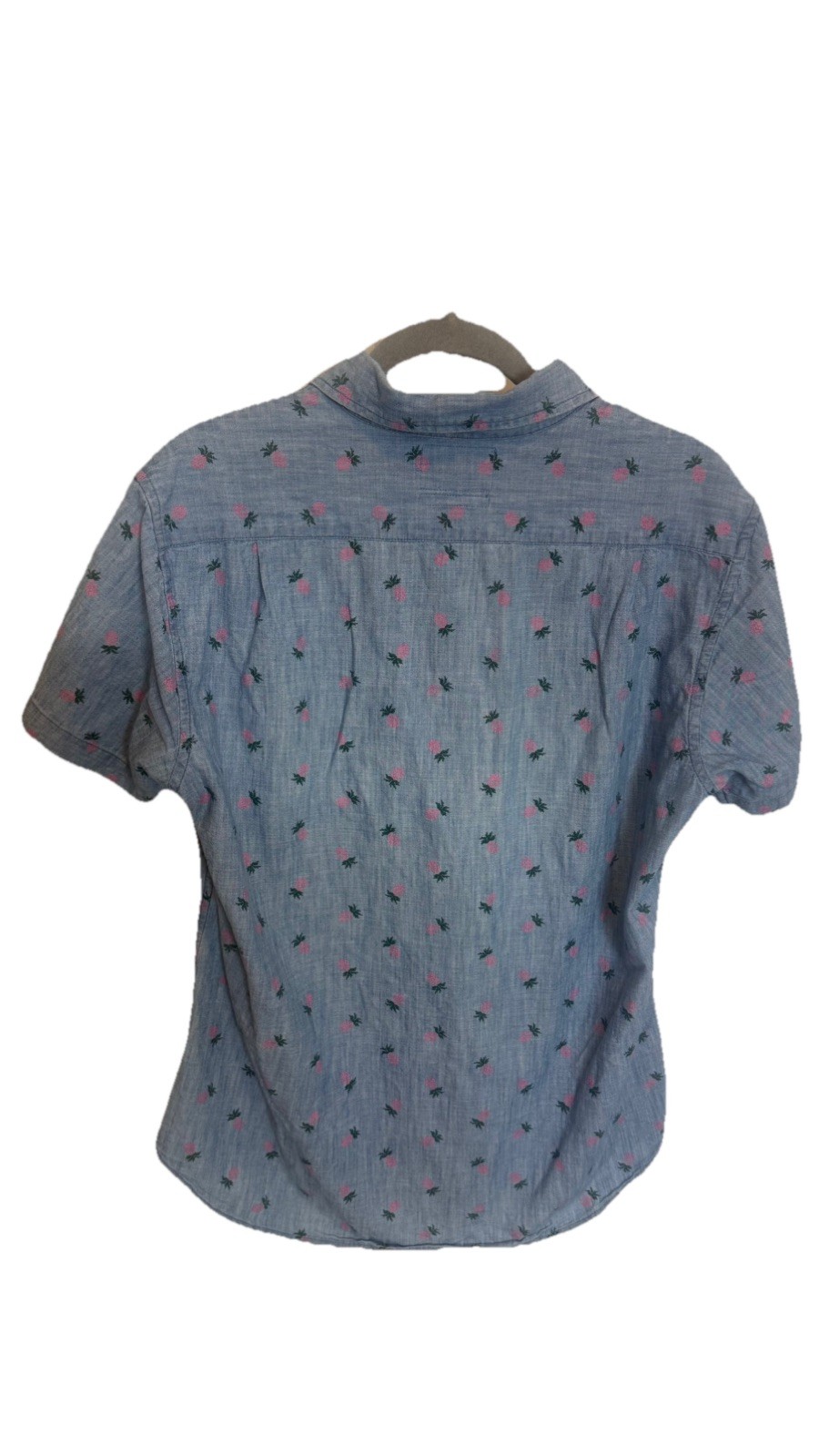 Bonobos Slim Fit Men’s Medium Blue Pink Pineapple Short Sleeve Button Up Shirt