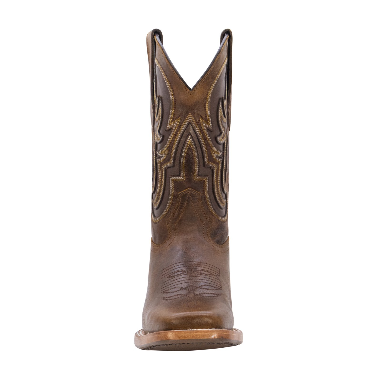 Men Genuine Leather Ranch Square Toe Brown Western Boots Handcrafted Quality