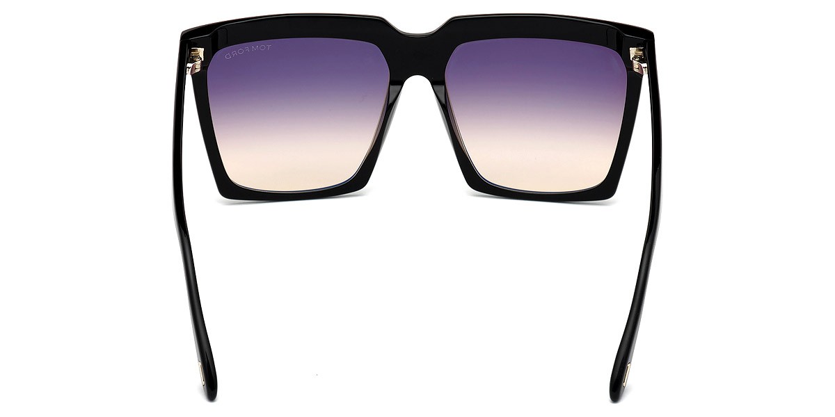 New Tom Ford Women Square Sunglasses FT0764 01B Shiny Black /Gradient Smoke 58mm