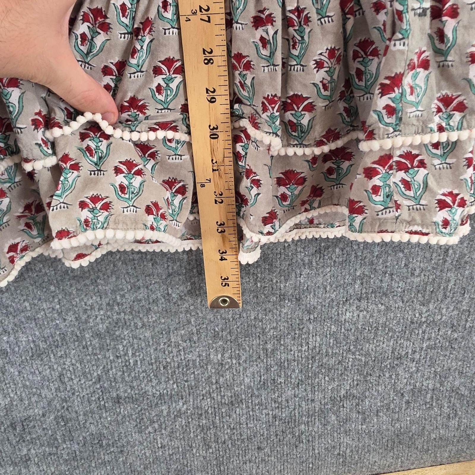 Madison Mathews Dress Large Floral Smocked Mini Ruffle Boho Prairie Cottagecore