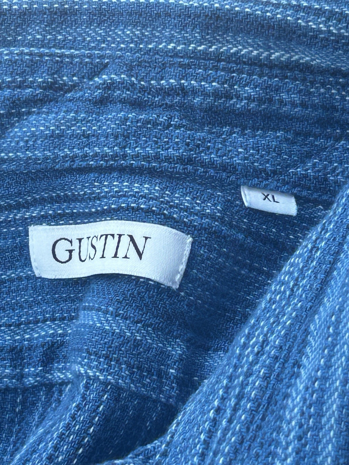 Gustin Shirt Mens XL Indigo Fade Pinstripe Button Up USA