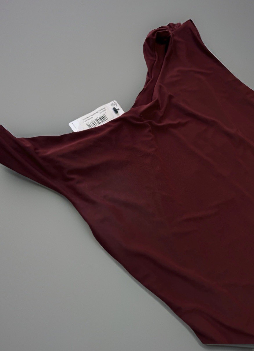 NWT Nasty Gal Slinky One Shoulder Mini Dress Maroon Christmas Womens Large