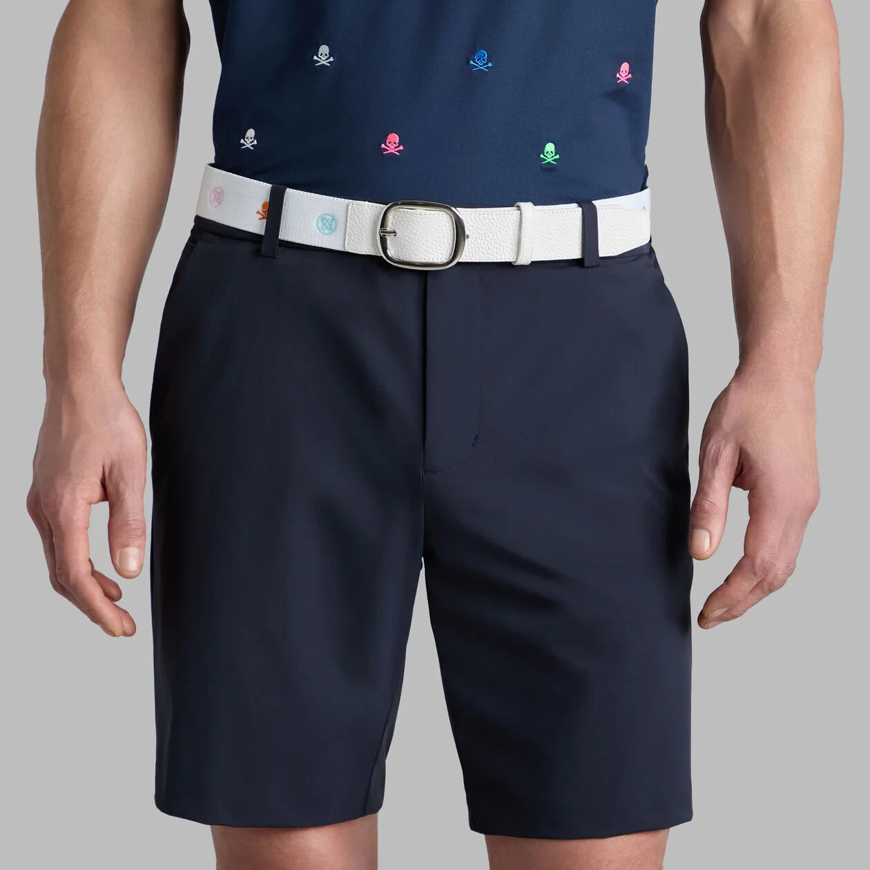 G/FORE Belt Limited Release Embroidered Icon Leather Belt Golf Skull White NWT
