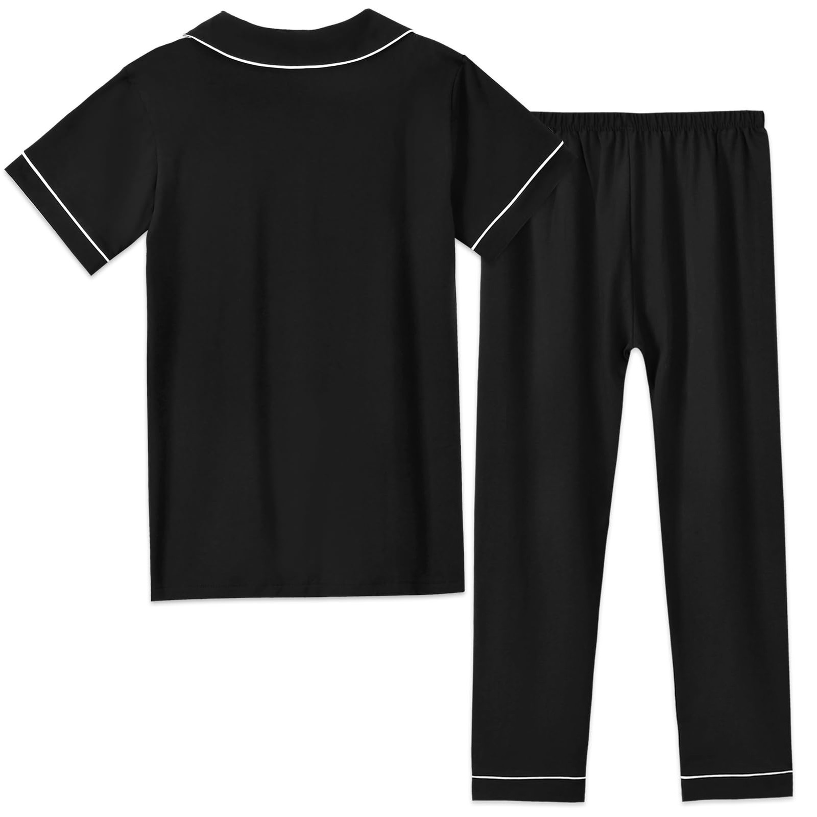 Aablexema Unisex Kids Pajamas Set Cotton Short Sleeve Sleepwear Button-Down and