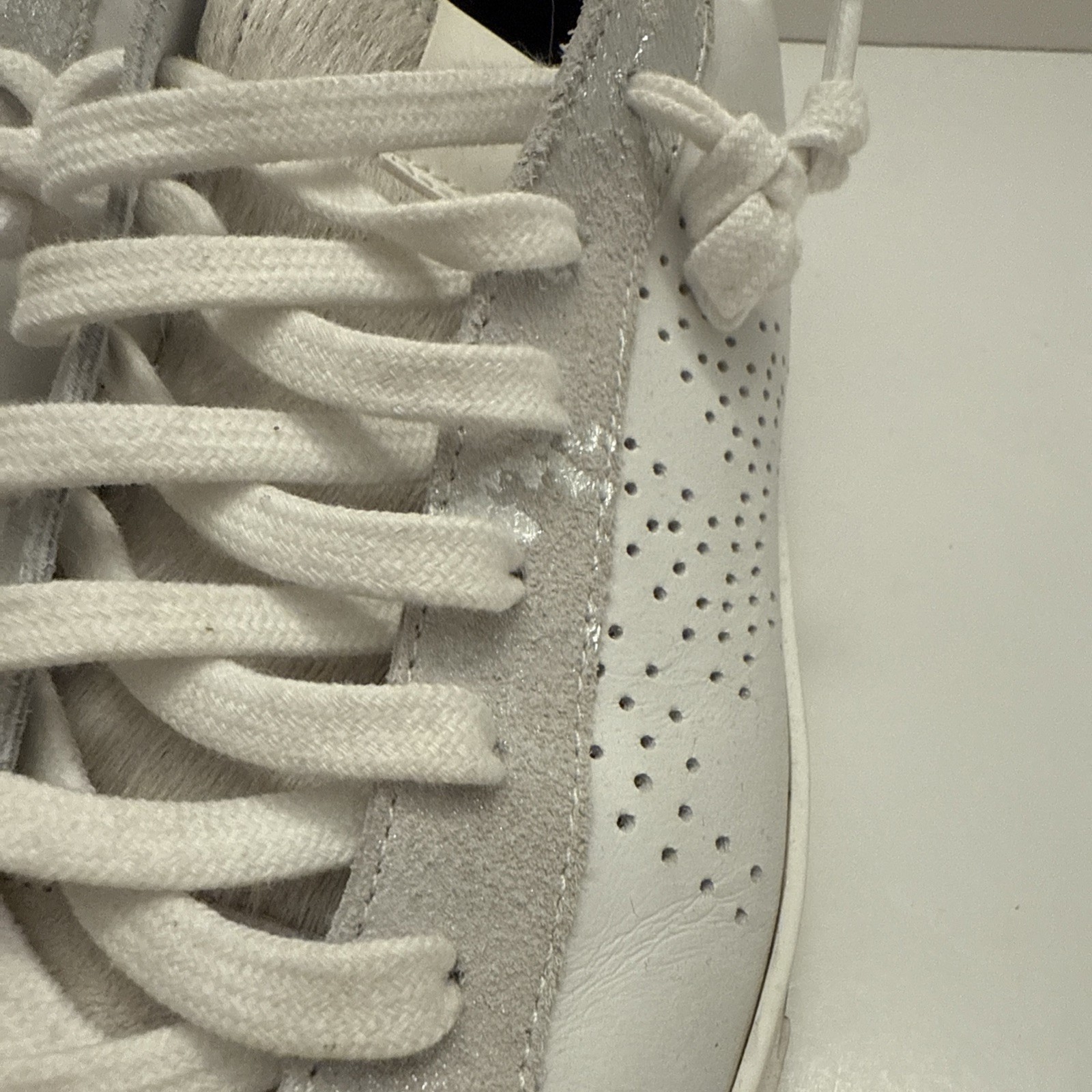 P488 John White Silver Glitter EU 38 US 8 Women’s Sneakers Leather Shoes Lace Up