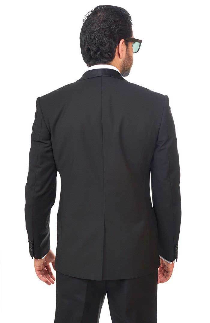 Slim Fit 1 Button Black With Black Shawl Lapel Collar Tuxedo Dinner Jacket AZAR