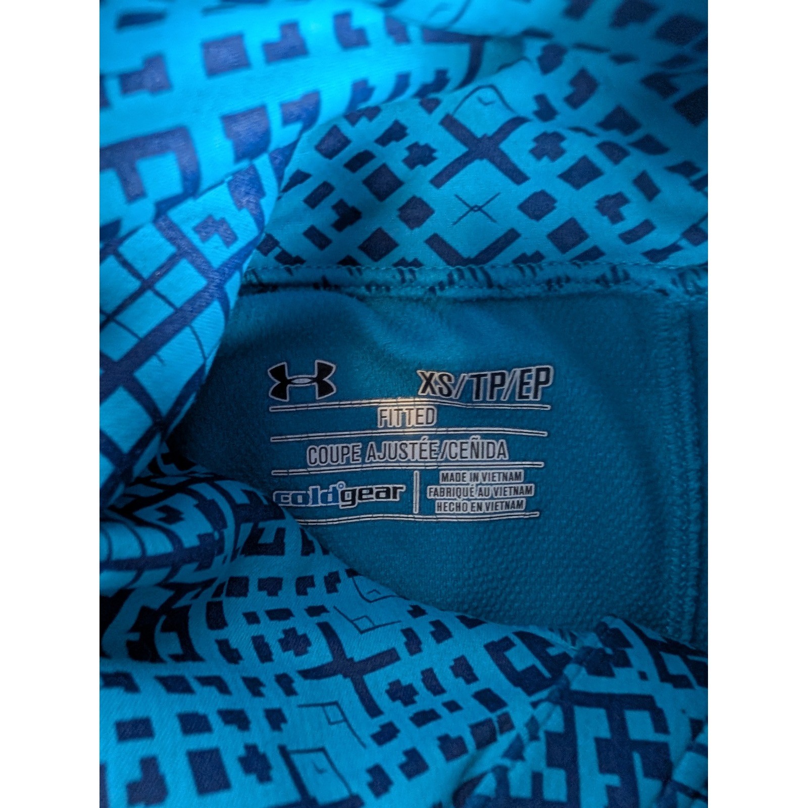 Under Armour ColdGear Womens Blue Geometric Quarter Zip Running Top Thumbholes