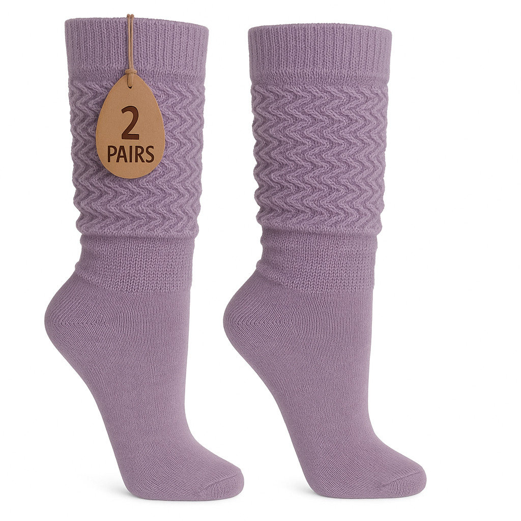Slouch Socks Women and Men Extra Tall Heavy Socks 2 PAIRS Size 9-11