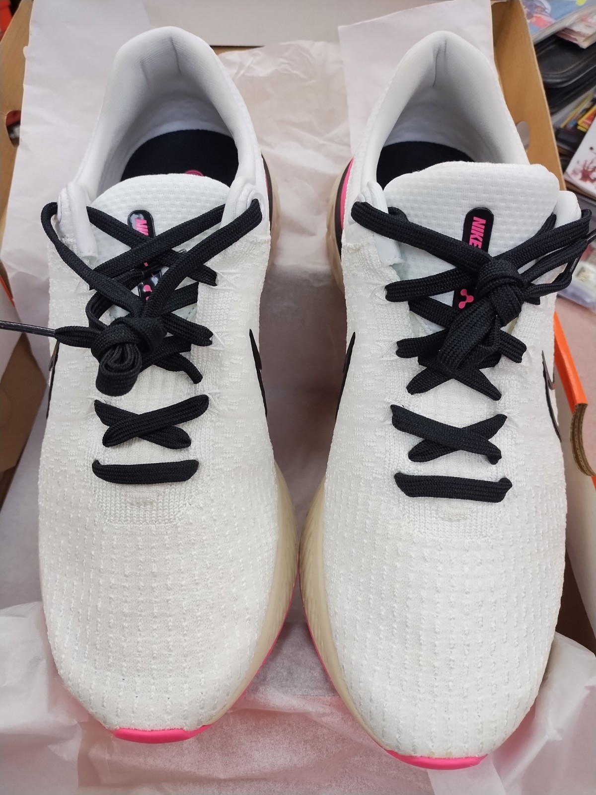 Size 13 Nike React Infinity Run Flyknit 3 Shoes White Black Pink DH5392-101
