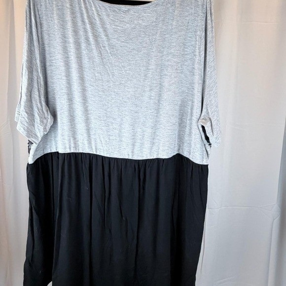 Bloomchic Grey Black Lace Trim Colorblock Tunic Top Plus Size 22-24 US 3X 4X