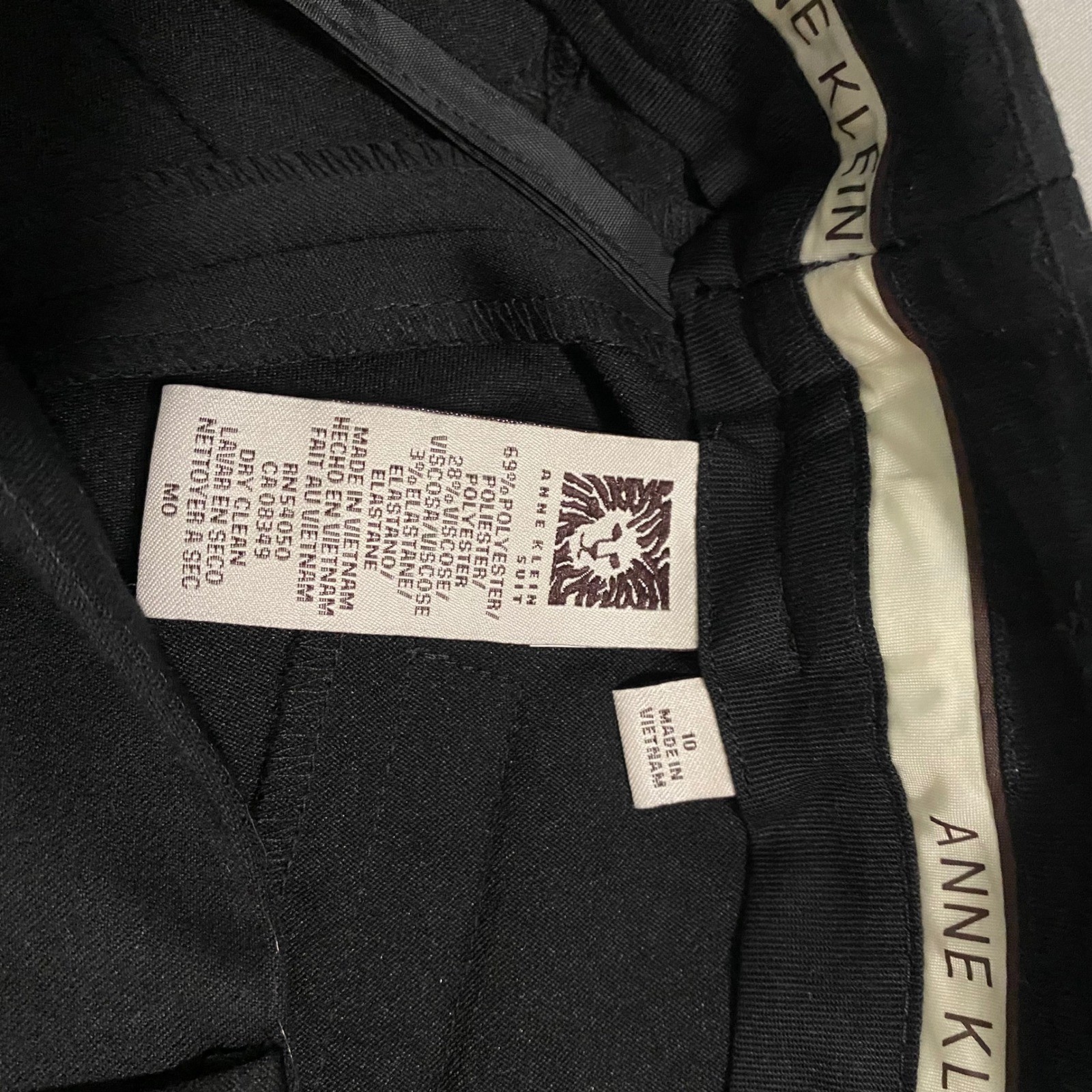 Anne Klein Suit Womens Onyx Black 2PC Blazer and Pants Set E78M12B0376 Size 10