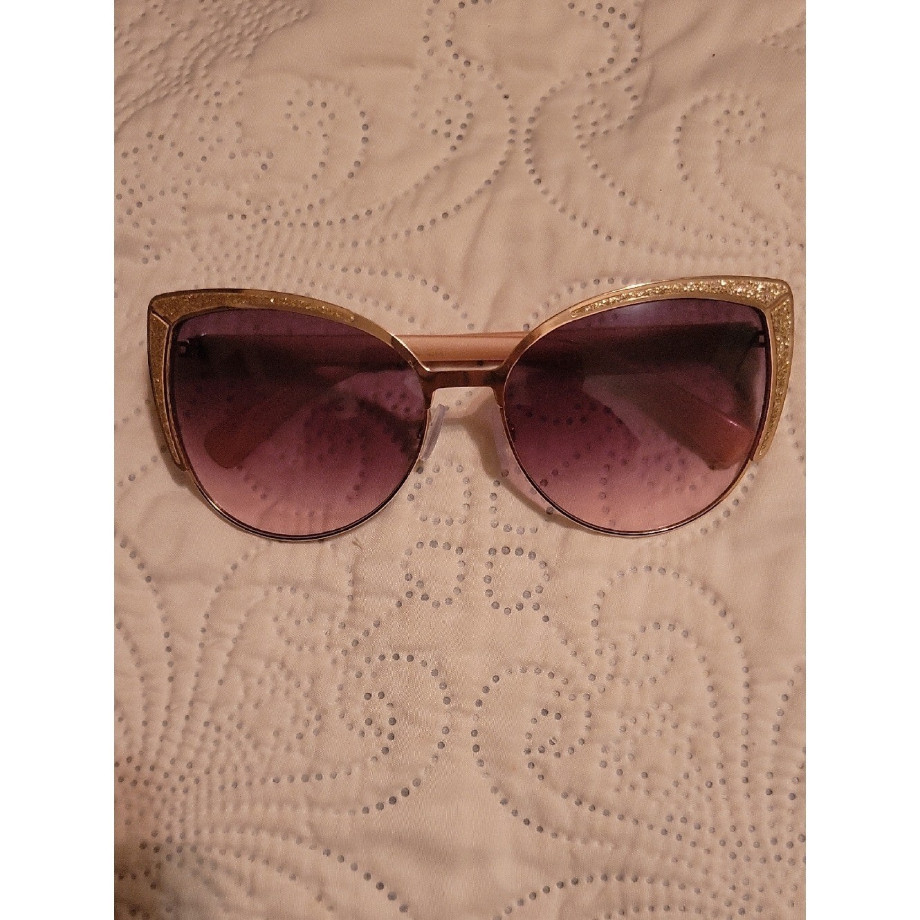 Nanette Lepore Cat Eye Sunglasses Rose Gold Pink Gradient UV400 EUC Y2K Boho
